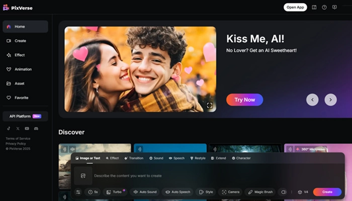 pixverse criar beijo ia