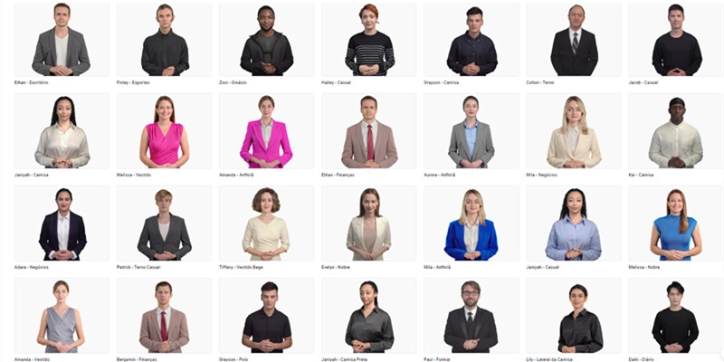 vidnoz avatar ai em diferentes estilos de roupas